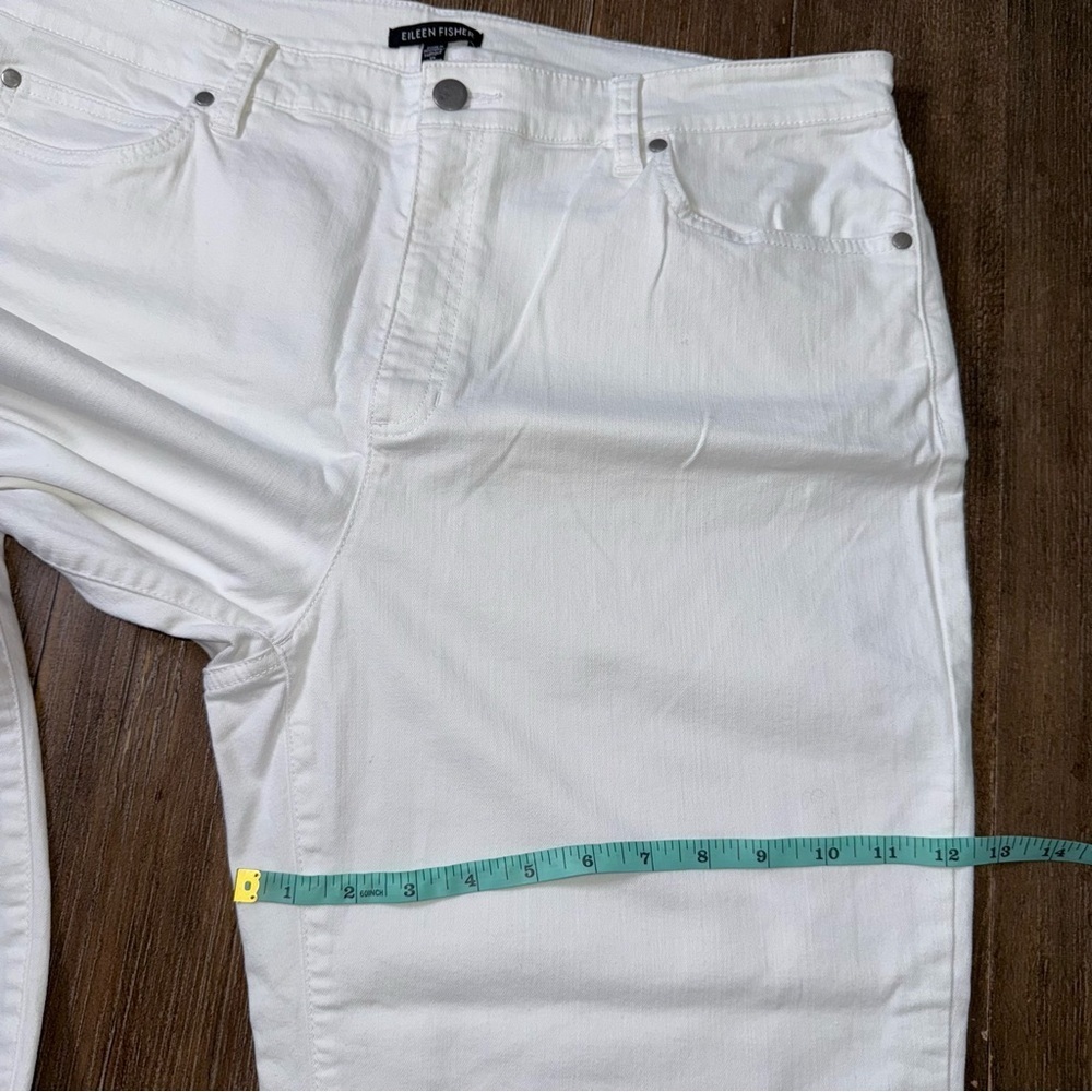 Eileen Fisher Organic Cotton Straight Leg Stretch Denim Pants White - Picture 10 of 14
